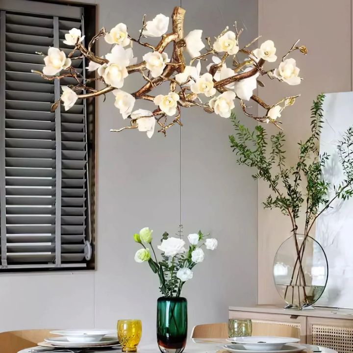 Flower Bloom Branch Brass Chandelier  - kimoylights