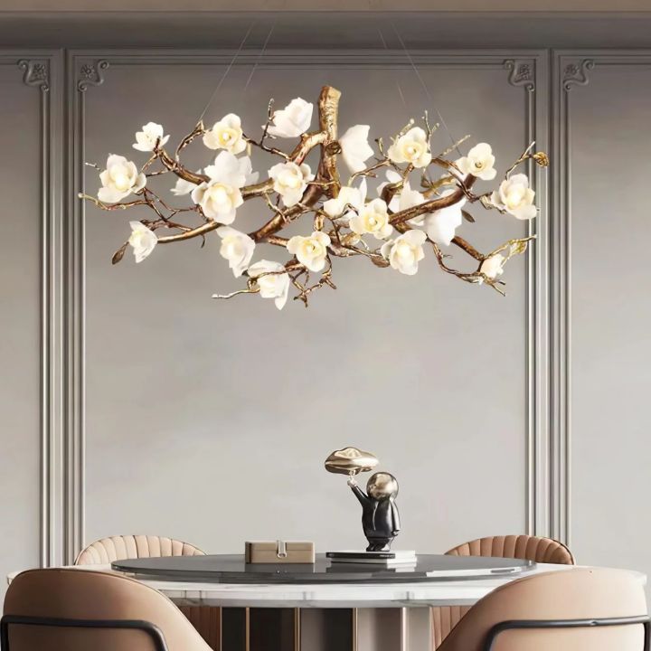 Flower Bloom Branch Brass Chandelier  - kimoylights