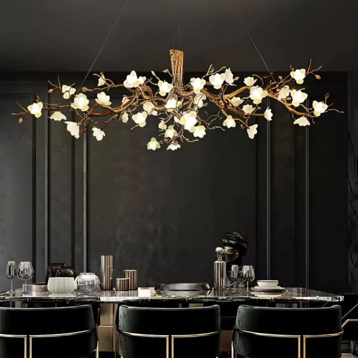 Flower Bloom Branch Brass Chandelier  - kimoylights