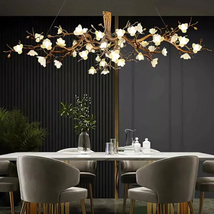 Flower Bloom Branch Brass Chandelier  - kimoylights