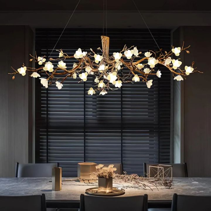 Flower Bloom Branch Brass Chandelier  - kimoylights