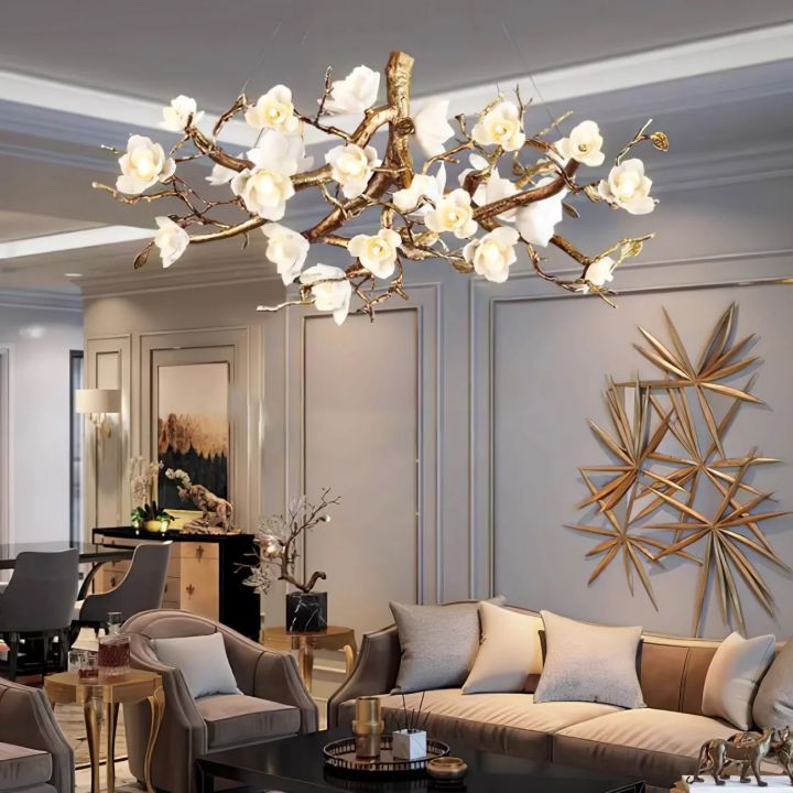 Flower Bloom Branch Brass Chandelier  - kimoylights