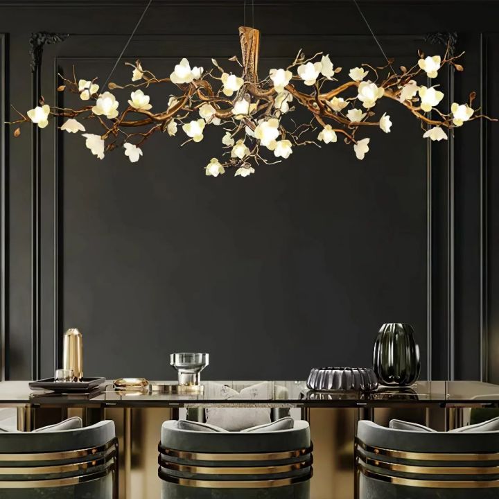 Flower Bloom Branch Brass Chandelier  - kimoylights