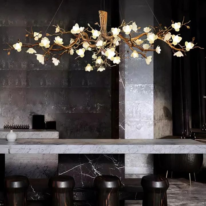 Flower Bloom Branch Brass Chandelier - kimoylights