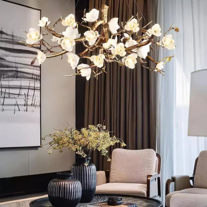 Flower Bloom Branch Brass Chandelier - kimoylights