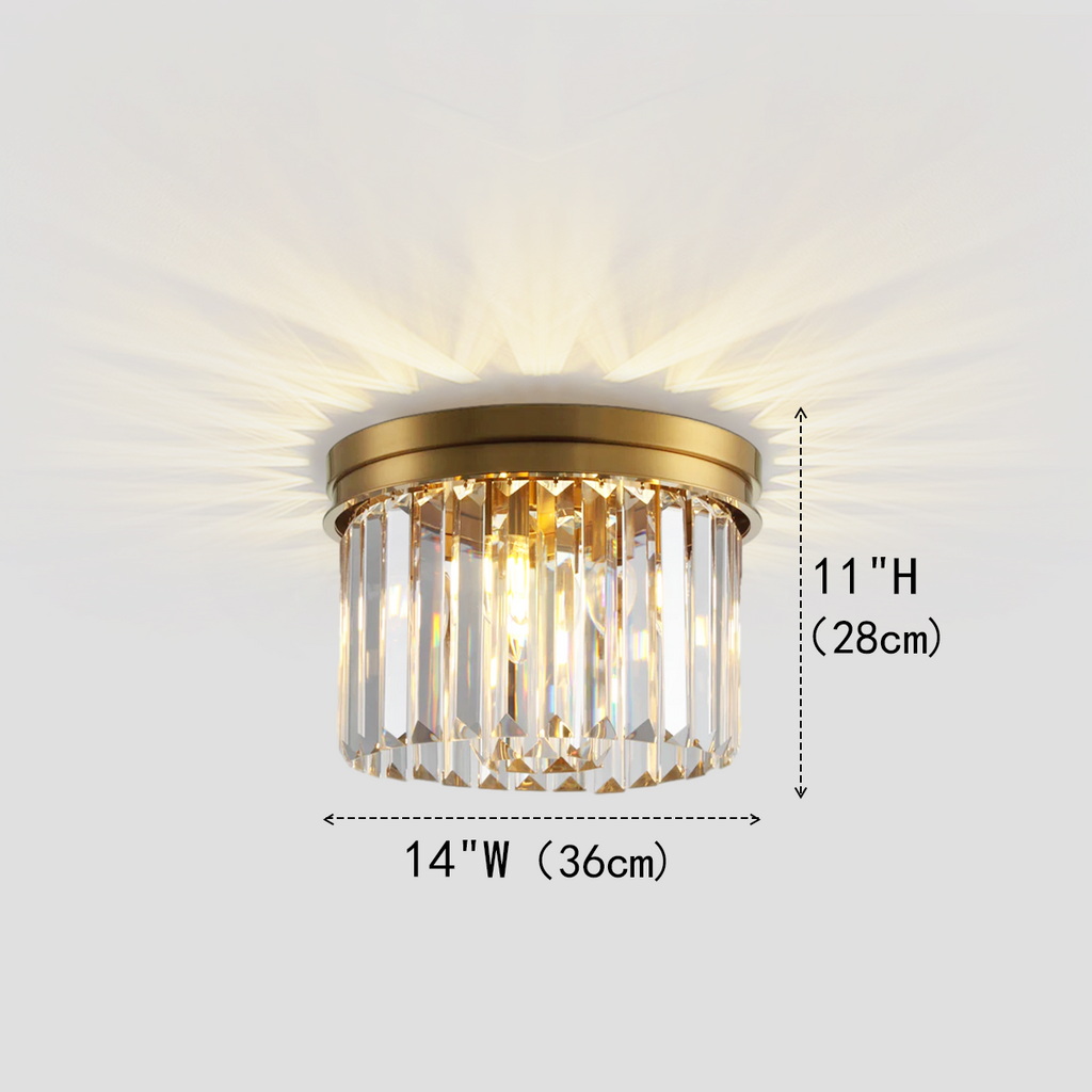 1920s Olion 1-Tier Crystal Round Flushmount