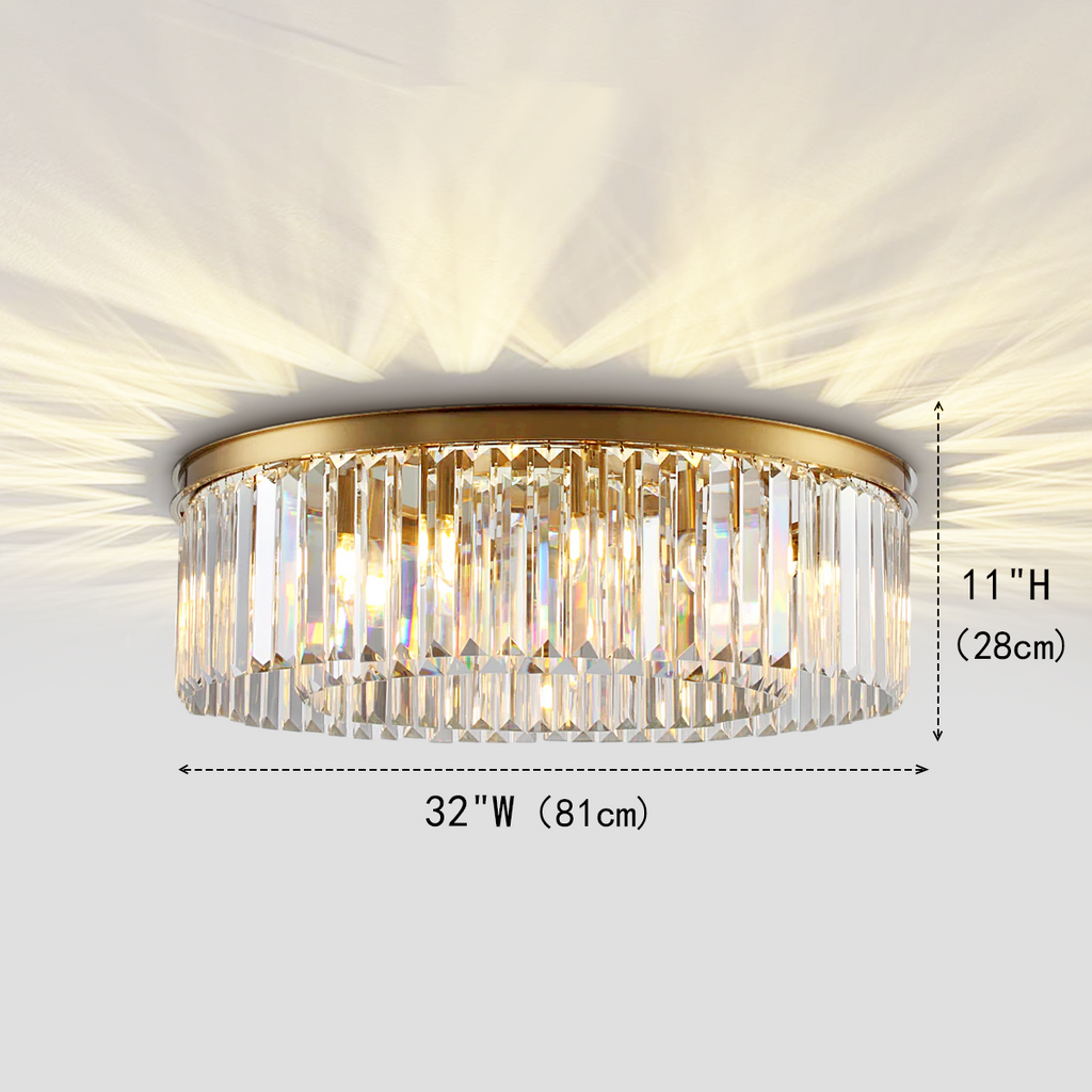 1920s Olion 1-Tier Crystal Round Flushmount