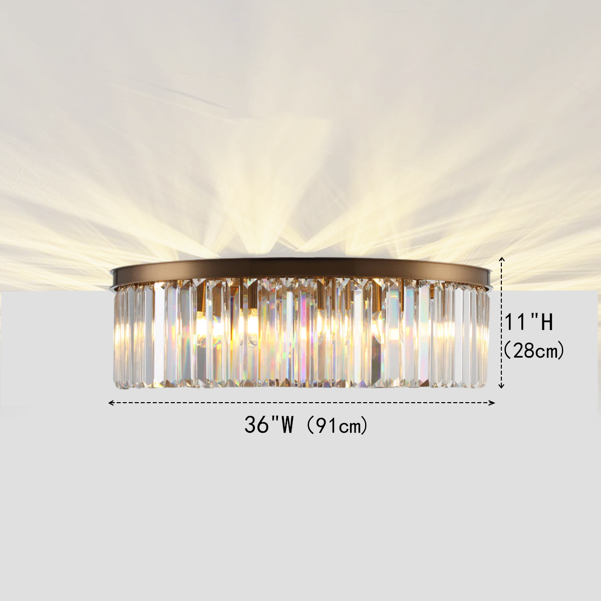 1920s Olion 1-Tier Crystal Round Flushmount