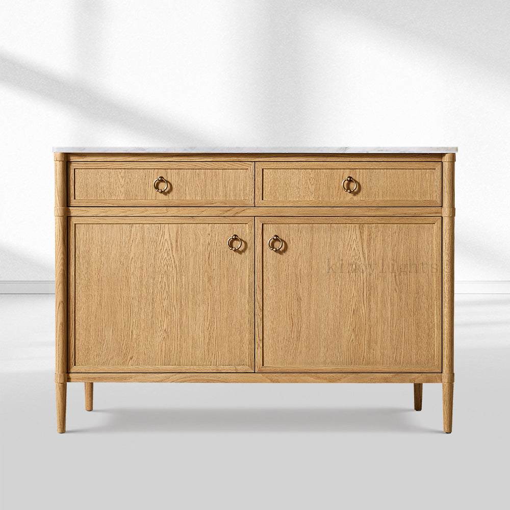 Fraboutiq Marble Double-Door Sideboard with Drawers
