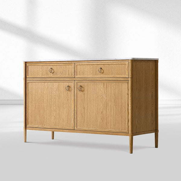 Fraboutiq Marble Double-Door Sideboard with Drawers