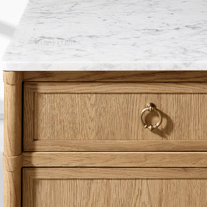Fraboutiq Marble Double-Door Sideboard with Drawers