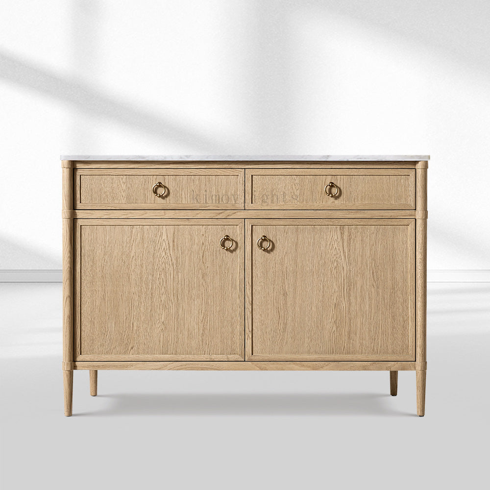 Fraboutiq Marble Double-Door Sideboard with Drawers