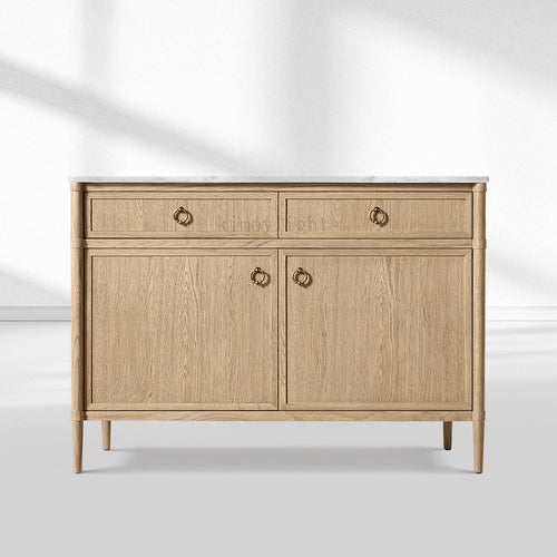Fraboutiq Marble Double-Door Sideboard with Drawers