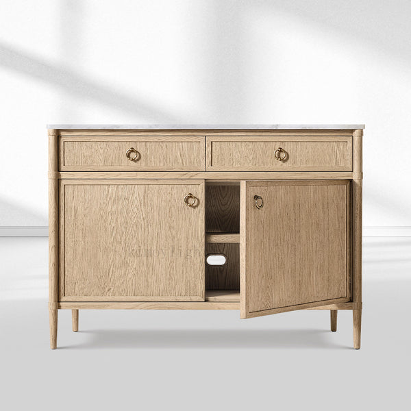 Fraboutiq Marble Double-Door Sideboard with Drawers