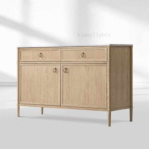 Fraboutiq Marble Double-Door Sideboard with Drawers