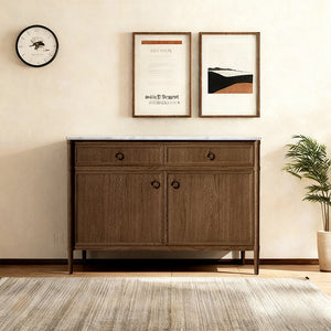 Fraboutiq Marble Double-Door Sideboard with Drawers