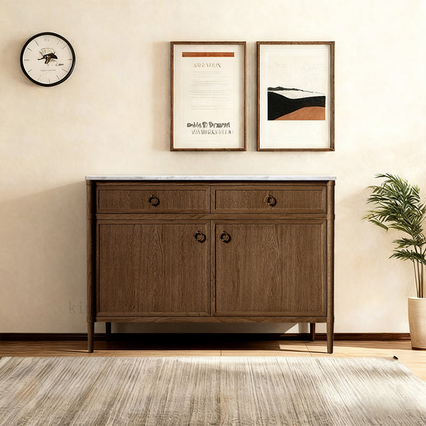 Fraboutiq Marble Double-Door Sideboard with Drawers