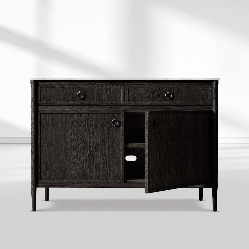 Fraboutiq Marble Double-Door Sideboard with Drawers