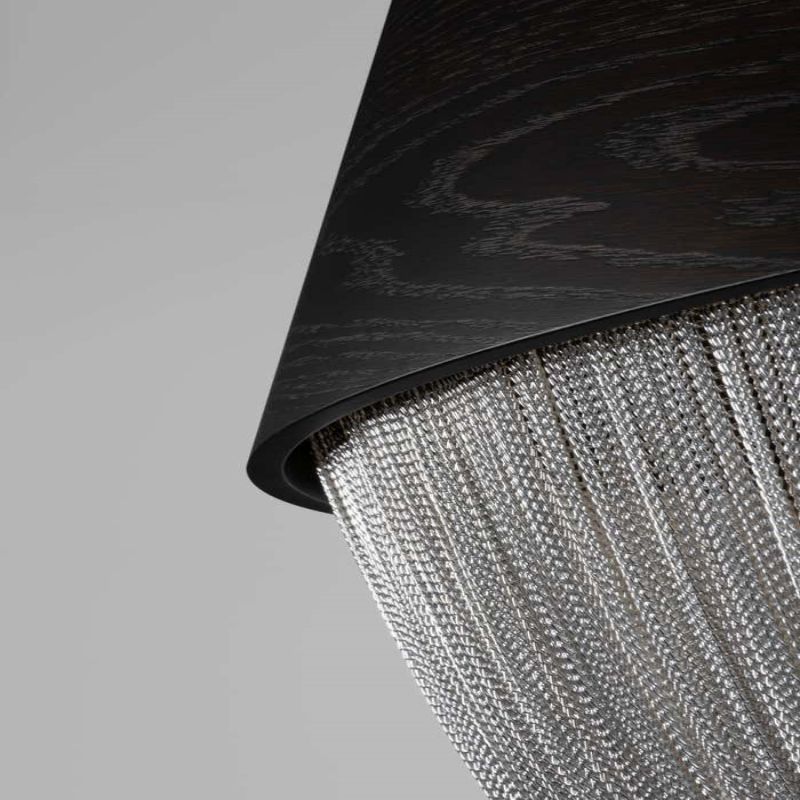 Modern Forever Chandelier, Oak, Aluminium Chain, Handmade Portugal by Greenapple-kimoylights