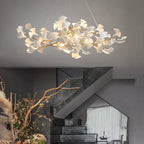 Ceramic Gingko Linear Branch Chandelier -kimoylights