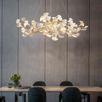 Ceramic Gingko Linear Branch Chandelier -kimoylights