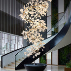 Ceramic Ginkgo Staircase  Long Branch Chandelier - kimoylights