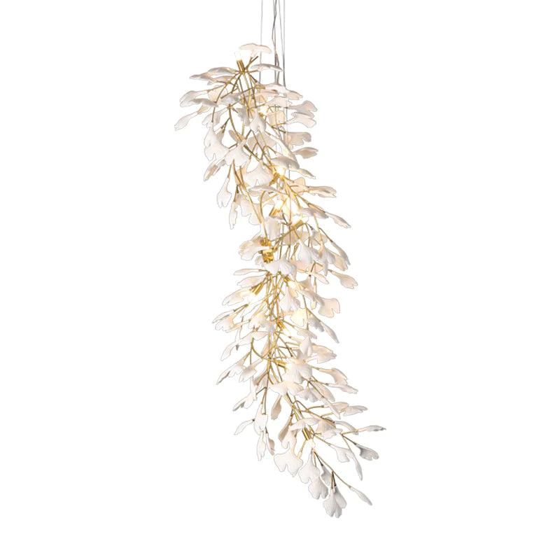 Ceramic Ginkgo Staircase  Long Branch Chandelier- kimoylights