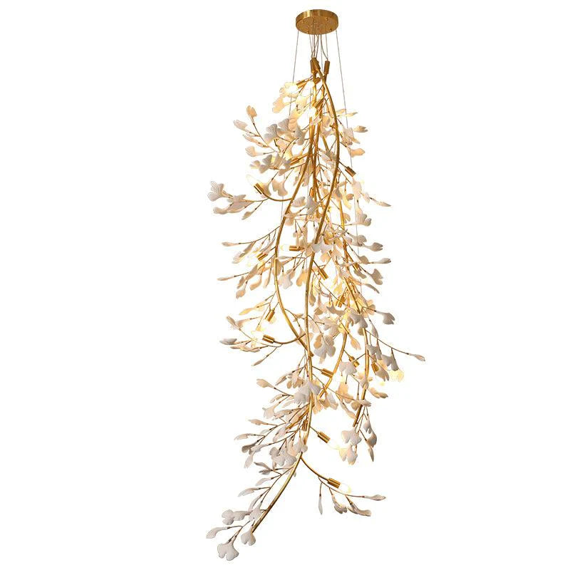 Ceramic Ginkgo Staircase  Long Branch Chandelier - kimoylights