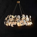 Ceramic Gingko Round Branch Chandelier - thebelacan