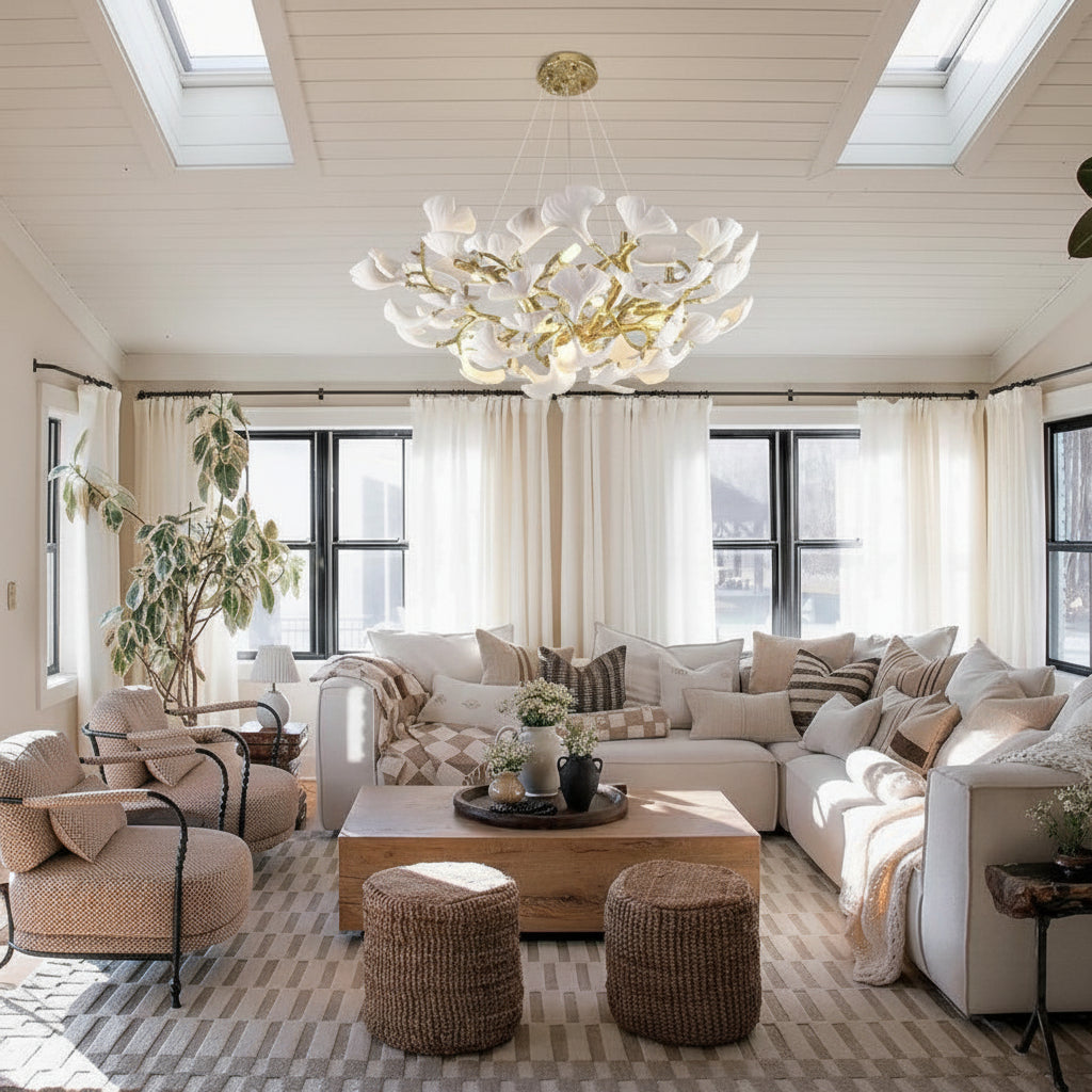 Modern Ginkgo Gold Tree Branches Chandelier - kimoylights