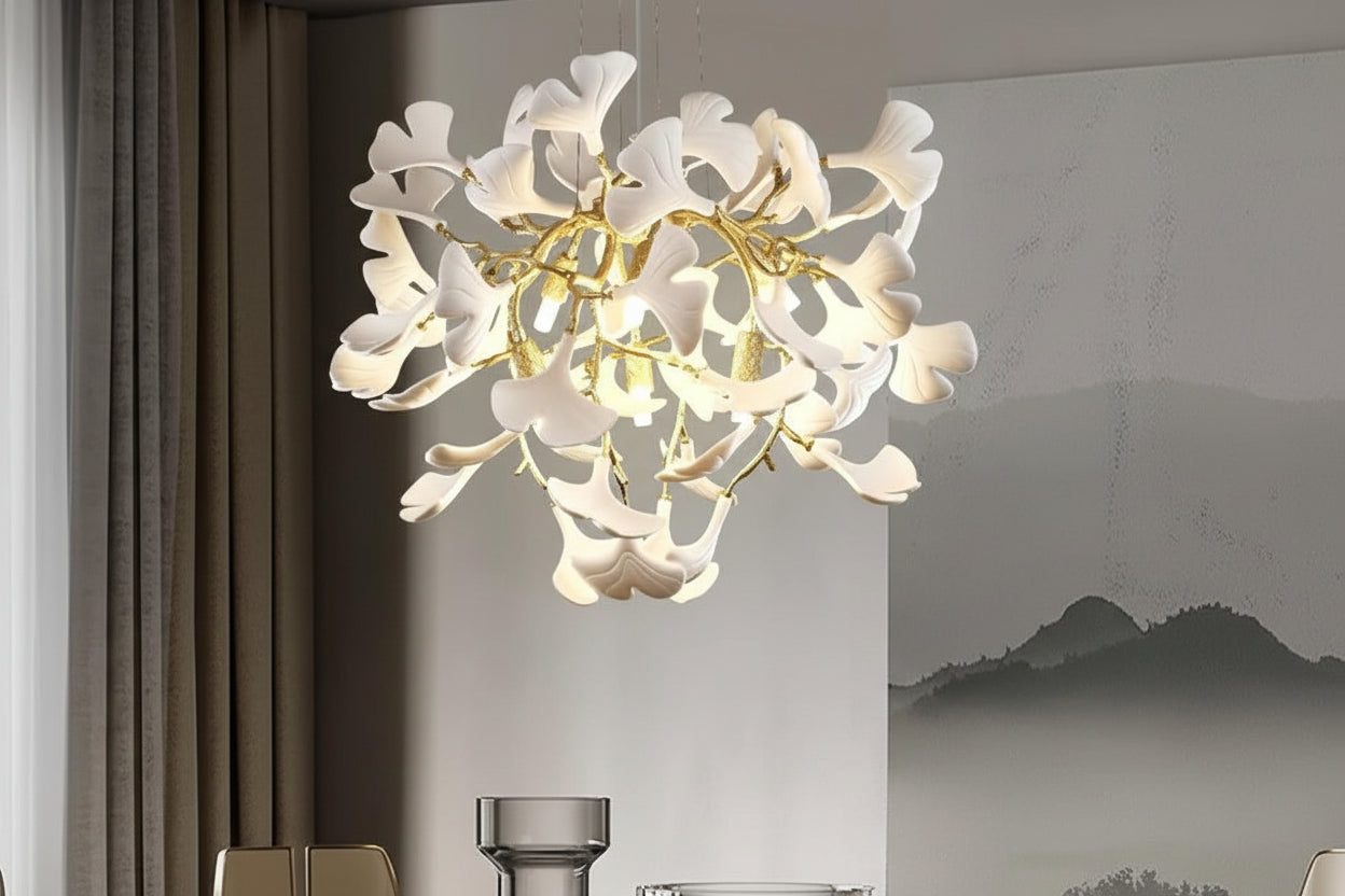 Modern Ginkgo Gold Tree Branches Chandelier - kimoylights