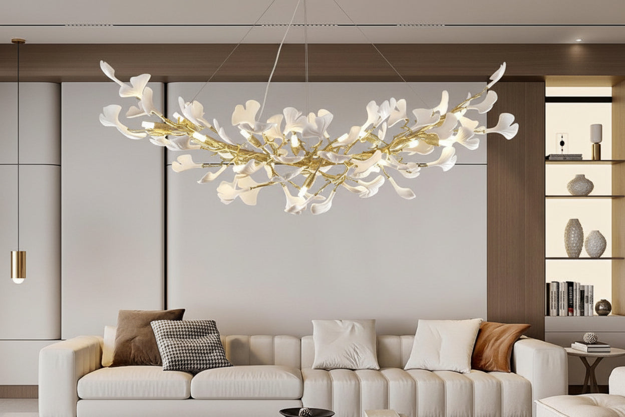 Modern Ginkgo Gold Tree Branches Chandelier -kimoylights