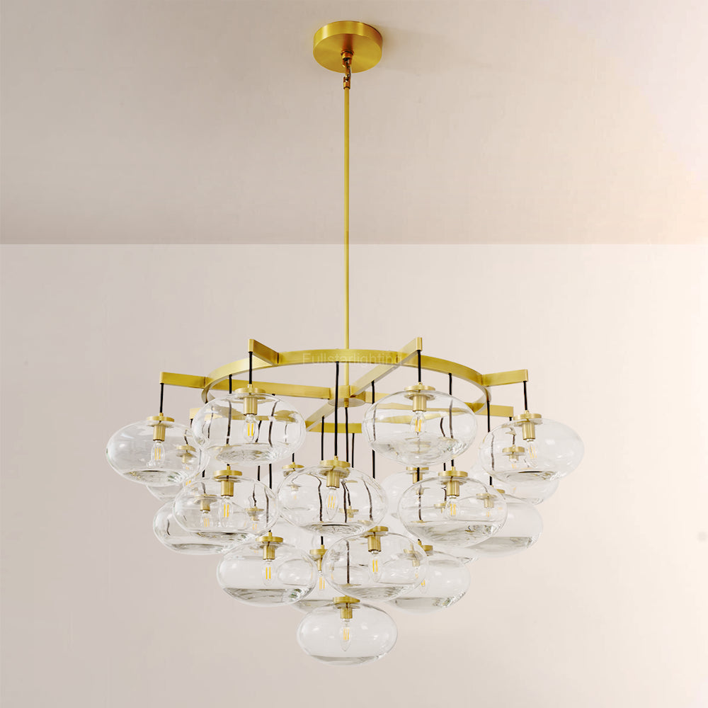 Cabrette Clear Glass Round Chandelier 48"