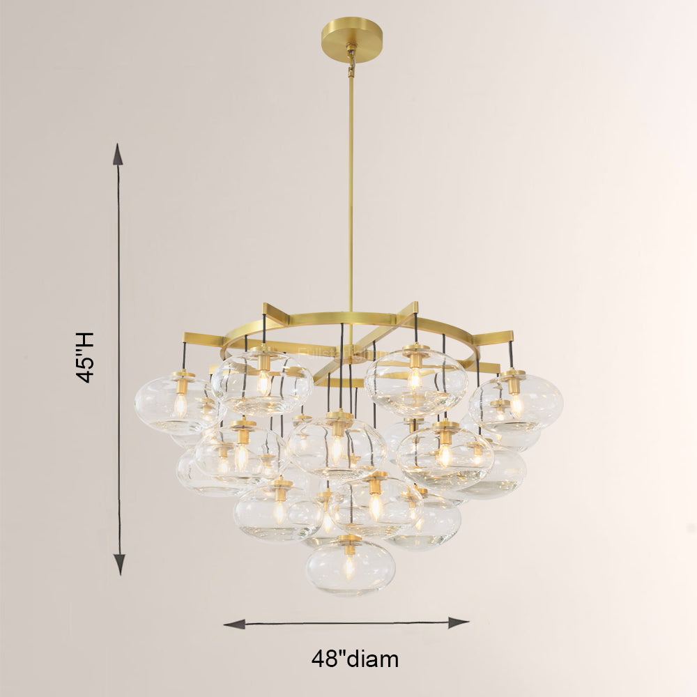 Cabrette Clear Glass Round Chandelier 48"