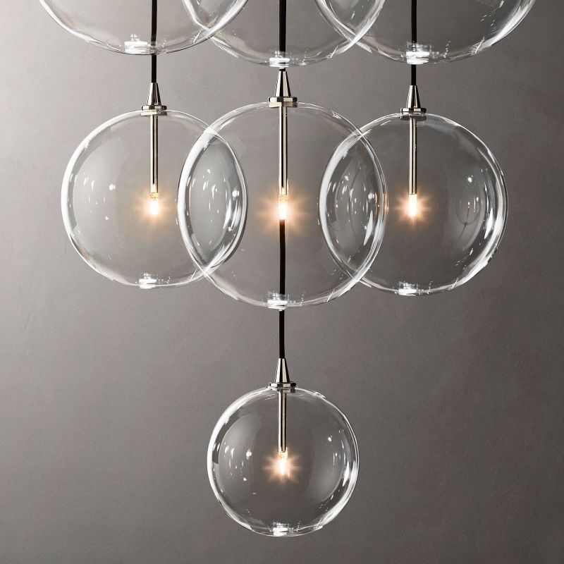 Glass Globe Mobile Cluster Chandelier 44"