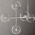 Glass Globe Mobile Linear Chandelier 72"