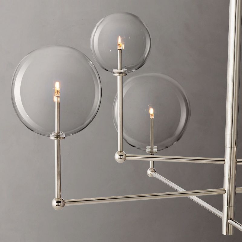 Glass Globe Mobile Three-Arm Chandelier 46"