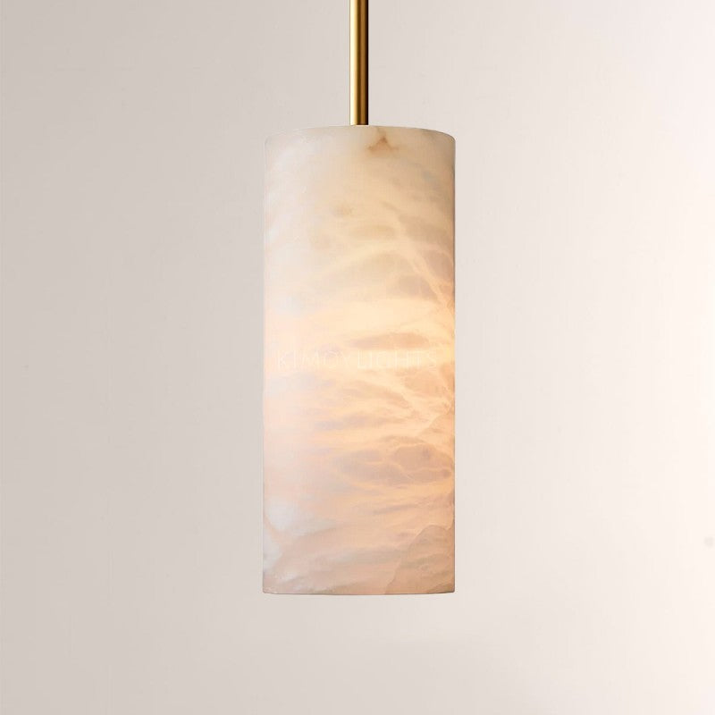 Hand-Carved Alabaster Cylinder Pendant