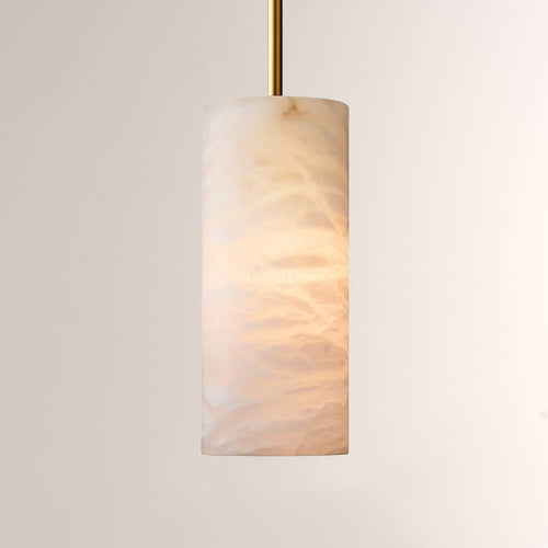 Hand-Carved Alabaster Cylinder Pendant