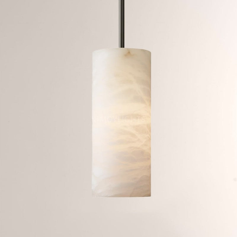 Hand-Carved Alabaster Cylinder Pendant