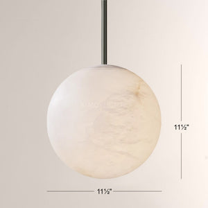 Hand-Carved Alabaster Globe Pendant