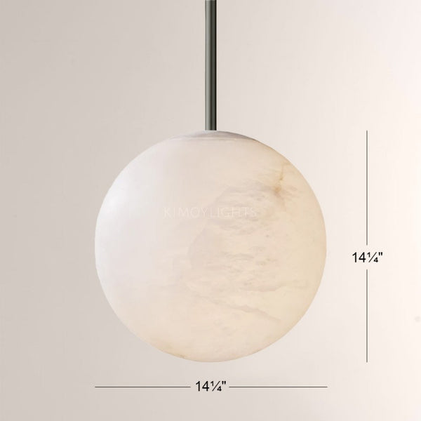 Hand-Carved Alabaster Globe Pendant