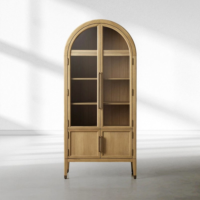 Hattie Glass-Door Oak Cabinet | Modern Farmhouse Design