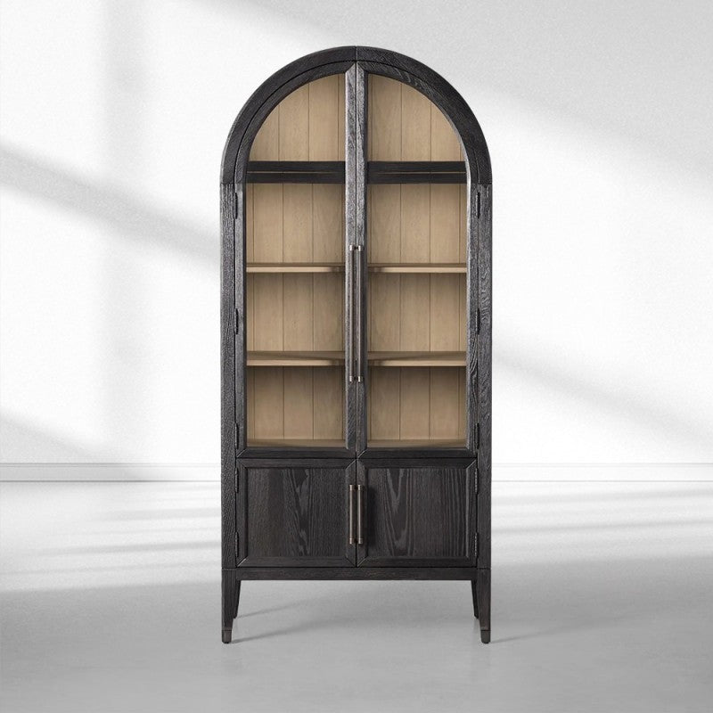 Hattie Glass-Door Oak Cabinet | Modern Farmhouse Design