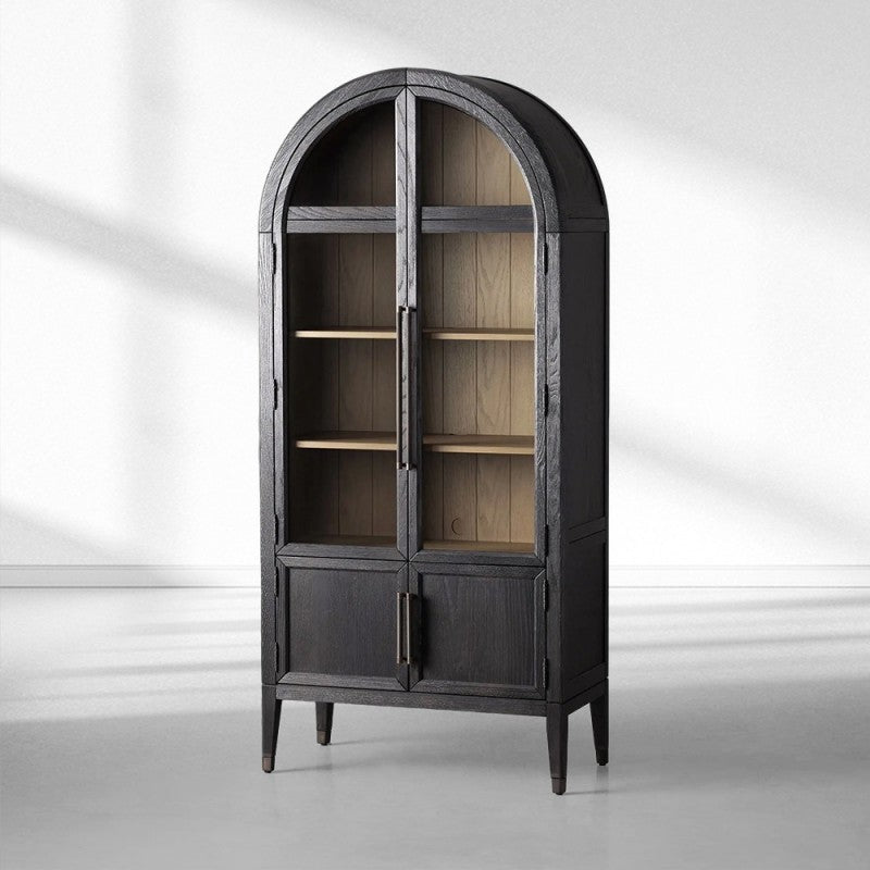 Hattie Glass-Door Oak Cabinet | Modern Farmhouse Design