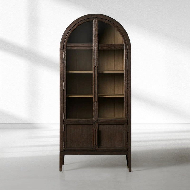 Hattie Glass-Door Oak Cabinet | Modern Farmhouse Design