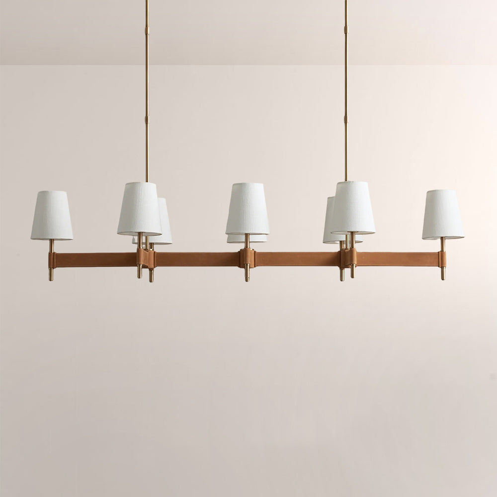 Haven Leather Brass Linear Chandelier
