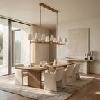Haven Leather Brass Linear Chandelier