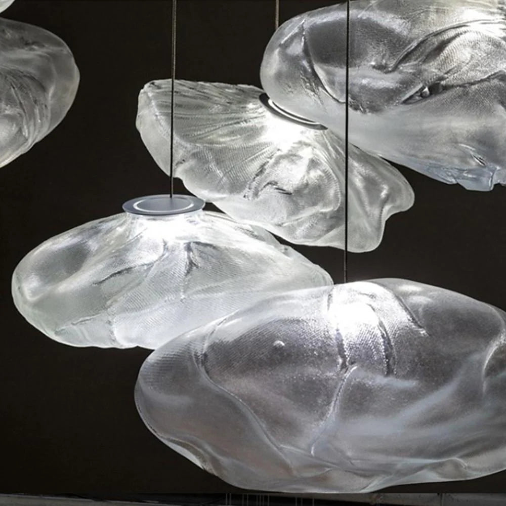 Industrial Metal Glass Bubble Irregular Oval Staircase Chandeliers