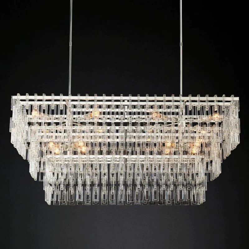 Iralier 3-Tier Rectangle Chandelier 60"